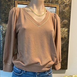Michael Stars Camel V-Neck Sweater NWT XS